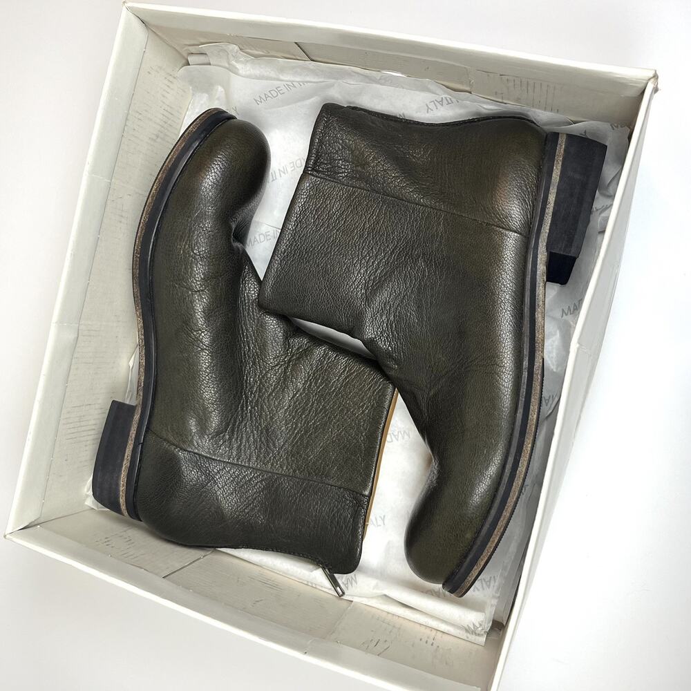 Gidigio Brown Leather Zip Biker Boots Women’s 10 Italian Made Closet Staple NEW